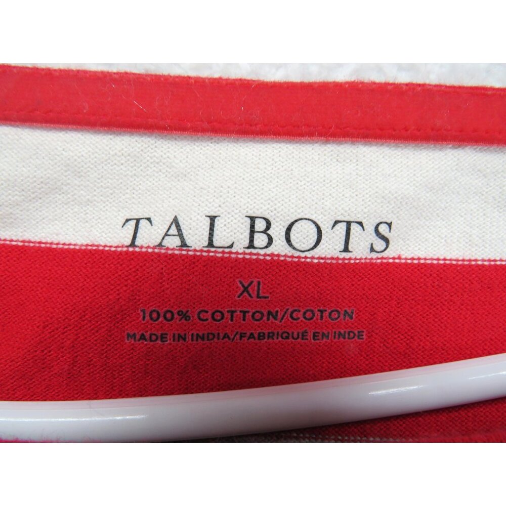 Talbots Shirt Womens XL Red White Striped Long Sleeve Boatneck Nautical Breton - Picture 5 of 9